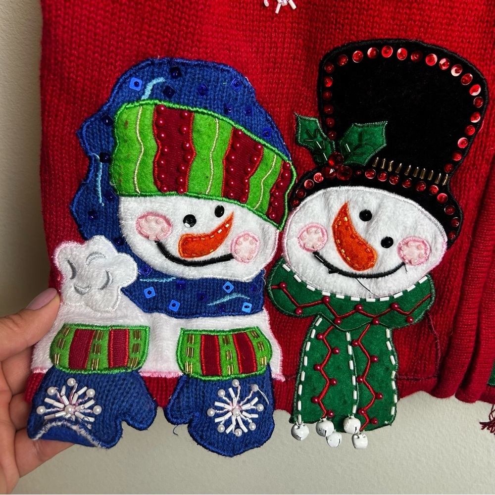 Shaver Lake Zip front snowman detail Christmas sweater size: XL - Picture 4 of 9